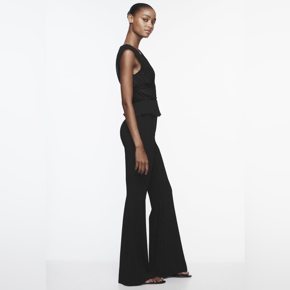 Zara Pants - NWT Zara Sz L Cotton Blend Flare Leg Bell Bottom Trousers Pants